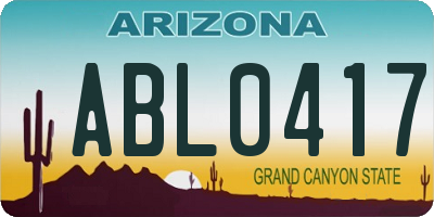 AZ license plate ABL0417