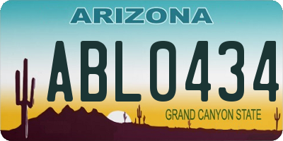 AZ license plate ABL0434