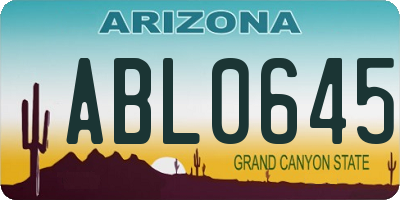AZ license plate ABL0645