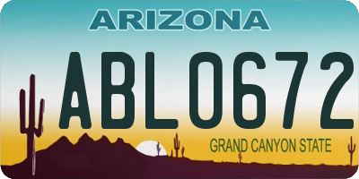 AZ license plate ABL0672