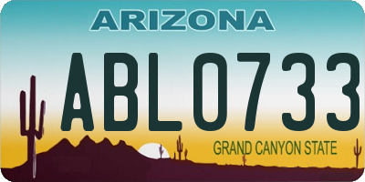 AZ license plate ABL0733