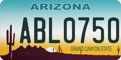 AZ license plate ABL0750