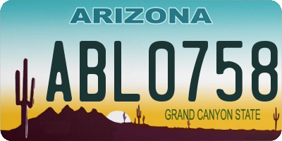 AZ license plate ABL0758