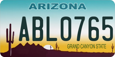 AZ license plate ABL0765