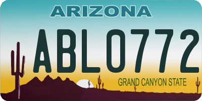 AZ license plate ABL0772