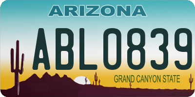 AZ license plate ABL0839