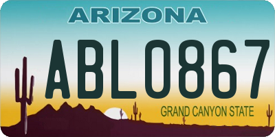 AZ license plate ABL0867