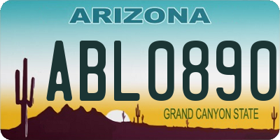 AZ license plate ABL0890