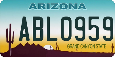 AZ license plate ABL0959