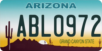 AZ license plate ABL0972