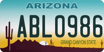 AZ license plate ABL0986