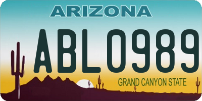 AZ license plate ABL0989