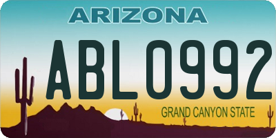 AZ license plate ABL0992