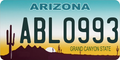 AZ license plate ABL0993