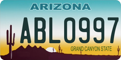 AZ license plate ABL0997