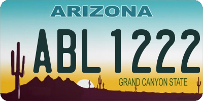 AZ license plate ABL1222