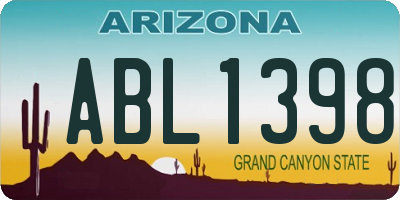 AZ license plate ABL1398