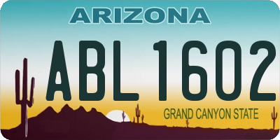 AZ license plate ABL1602