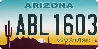 AZ license plate ABL1603
