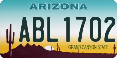 AZ license plate ABL1702