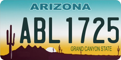 AZ license plate ABL1725