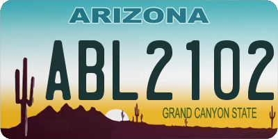 AZ license plate ABL2102