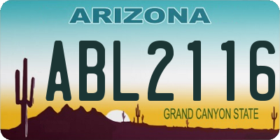 AZ license plate ABL2116