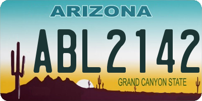 AZ license plate ABL2142