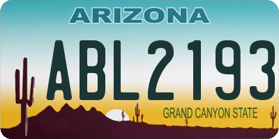 AZ license plate ABL2193