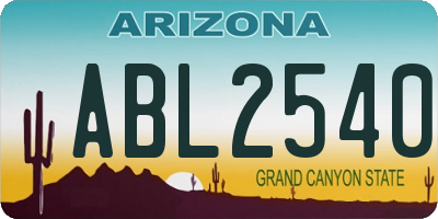 AZ license plate ABL2540