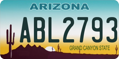 AZ license plate ABL2793