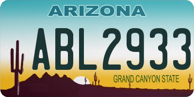 AZ license plate ABL2933