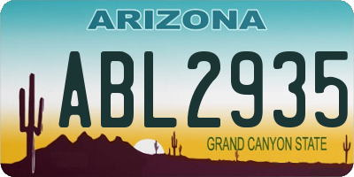 AZ license plate ABL2935