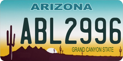 AZ license plate ABL2996