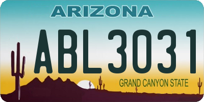 AZ license plate ABL3031