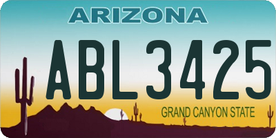 AZ license plate ABL3425
