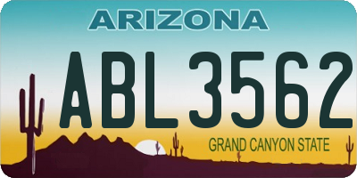 AZ license plate ABL3562