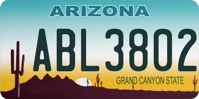 AZ license plate ABL3802