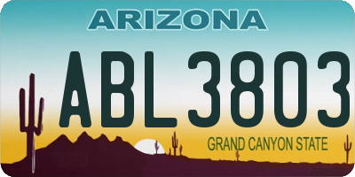 AZ license plate ABL3803