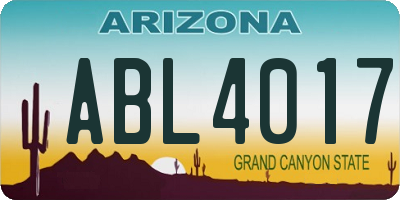 AZ license plate ABL4017