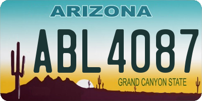 AZ license plate ABL4087
