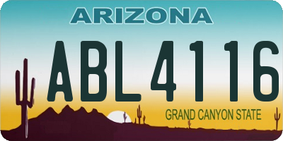 AZ license plate ABL4116