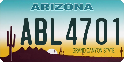 AZ license plate ABL4701