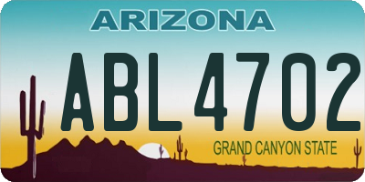 AZ license plate ABL4702