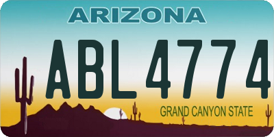 AZ license plate ABL4774