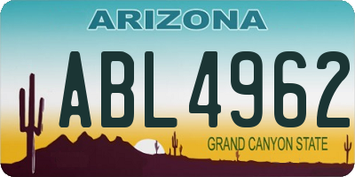AZ license plate ABL4962