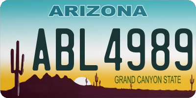 AZ license plate ABL4989