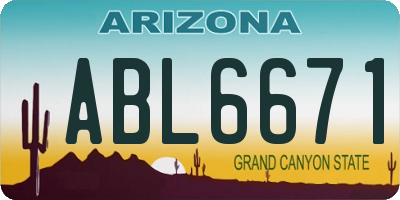 AZ license plate ABL6671