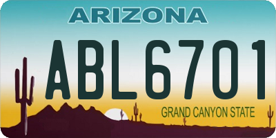 AZ license plate ABL6701