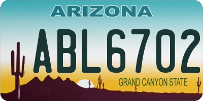 AZ license plate ABL6702